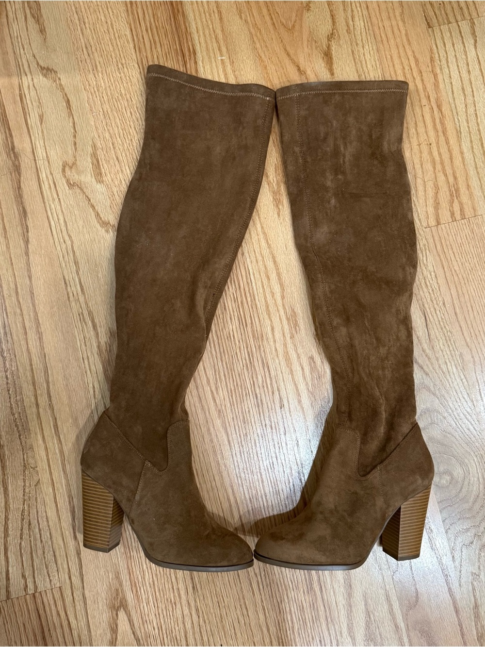 Forever 21 Chestnut Suede Over-the-Knee Block Heel Boots